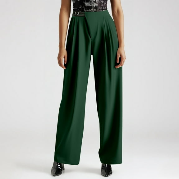 Hauaitttt High Waist Women's Business Casual Wide Leg Trousers with Pockets Fashionable Straight Leg Suit Pants Pants for Women Work Casual Long Casual Loose Pants for Women Womens Casual Dress Pants