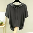 thumbnail image 1 of Hauaitttt Hoodie Women Pullover with Hood Casual Plain Hoodie Summer Short Sleeve T Shirt Sports Shirt with Drawstring Loose Comfortable Hoodie Tops Teenager Girls Tops Running Shirt Cute Hoodies, 1 of 4