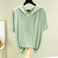 thumbnail image 1 of Hauaitttt Hoodie Women Pullover with Hood Casual Plain Hoodie Summer Short Sleeve T Shirt Sports Shirt with Drawstring Loose Comfortable Hoodie Tops Teenager Girls Tops Running Shirt Cute Hoodies, 1 of 4