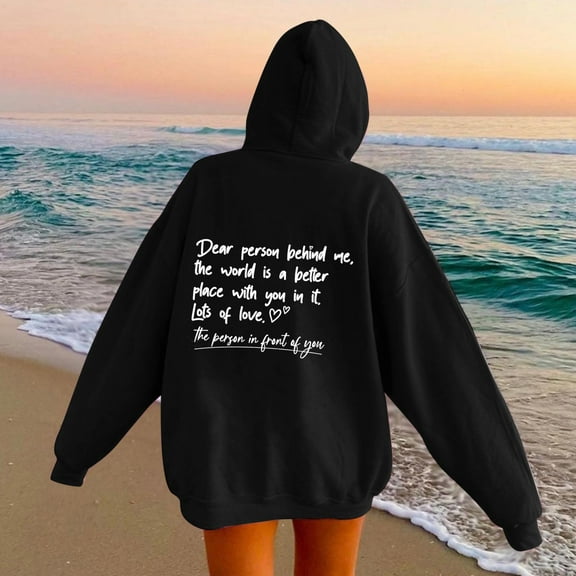 Hauaitttt Hoodies for Women Word Graphic Sweatshirts for Women Vintage Hoodie Trendy Sweatshirts Preppy Clothes Long Sleeve Sweatshirt Tops Women Pullover Women Zipper Hoodie Pullover Sweatshirt Long