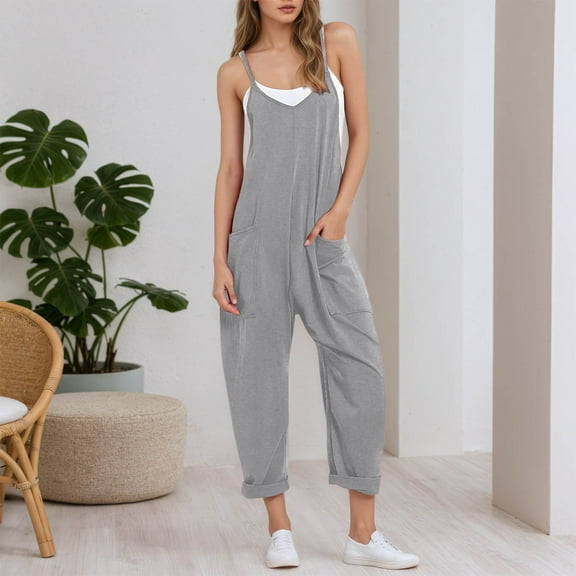 Hauaitttt Independent Station European and Plus Size Women's Wear Strappy Jumpsuits Romper Overalls Womens Maternity Suits for Work Baggy Rompers for Women Comfy Jumpsuits for Women Jumpsuits for