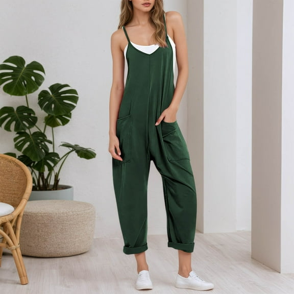 Hauaitttt Independent Station European and Plus Size Women's Wear Strappy Jumpsuits Romper Overalls Womens Maternity Suits for Work Baggy Rompers for Women Comfy Jumpsuits for Women Jumpsuits for