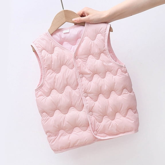 Hauaitttt Kids Boys Girls Autumn Winter Solid Color Rounded Neck Coat Warm and Windproof Vest Jacket Jackets for Juniors Girls Winter Teenage Girls Jacket Girls plus Jacket Customized Girl Jacket Big