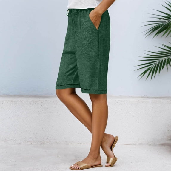Hauaitttt Knee Length Sweat Shorts for Women Summer Cozy Loose Drawstring Waist Running Short Pants Athletic plus Size Cropped Pants for Women Casual Casual Rompers for Women Long Pant Casual Pants