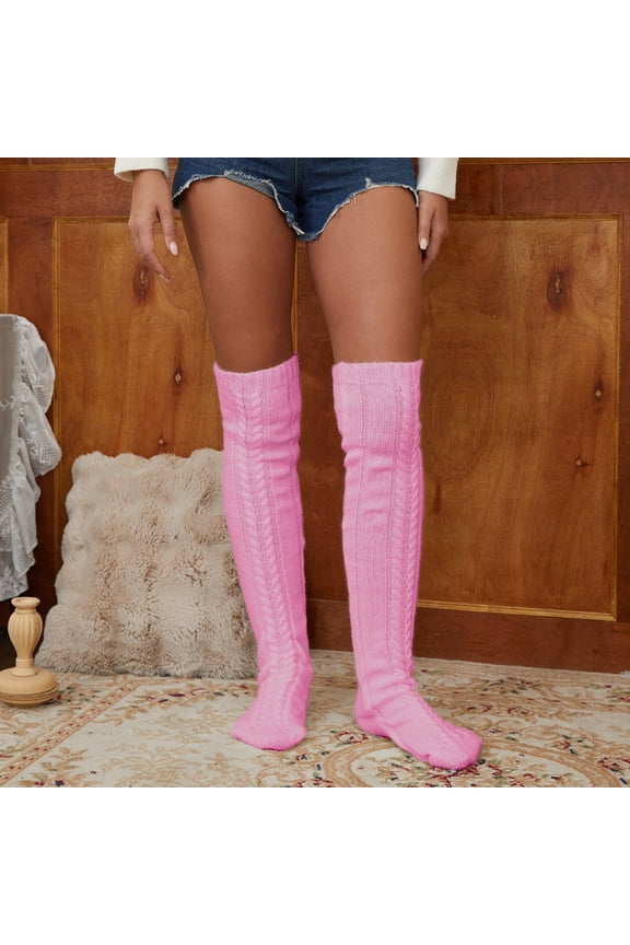 Knit Over The Knee Stockings Warm Textured Stackable Socks for Cozy Ribbed Stretchable Legwear Winter Fashion Knitted Stockings Classic Stocking Thigh High Stocking Garter Ans Tights