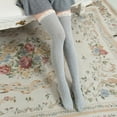 thumbnail image 1 of Hauaitttt Knit Solid High Women Splice Lace Socks Stocking Stocks Long Socks Tights for Women Pack Hosiery for Women Control Top over The Knee Stocking Thigh High Stockings Non Sheer Floral Holdups, 1 of 4