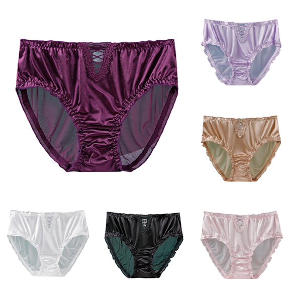 Hauaitttt Lace High Waist Seamless Panties Breathable Comfort Plus Size Underwear Mesh Thong Panties