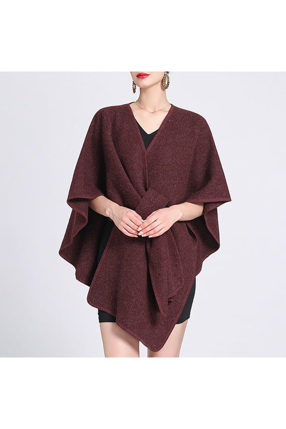 Ladies Autumn Winter Imitation Collar Hooded Shawl Cape Ladies Woolen Coat Large Size Cardigan Winkle Scarf 1920s Womens Coat Hat Winter Womens Shawls / Capes 1920s Headpiece Warm Wraps for