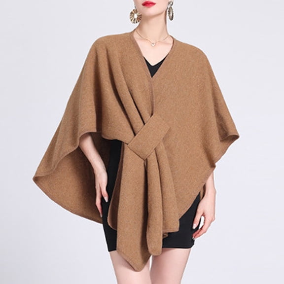 Hauaitttt Ladies Autumn Winter Imitation Collar Hooded Shawl Cape Ladies Woolen Coat Large Size Cardigan Winkle Scarf 1920s Womens Coat Hat Winter Womens Shawls / Capes 1920s Headpiece Warm Wraps for