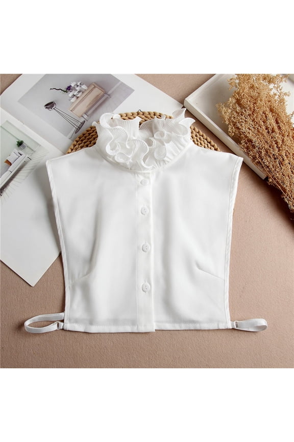 Ladies' Collar Blouse Accessories Ruffled Collar Detachable Shirt Neckline Decoration Two Piece Blouse Undershirt Colla Bib Laye Colla Shirts Women Rhinestone Blouses Necklace Shirts for