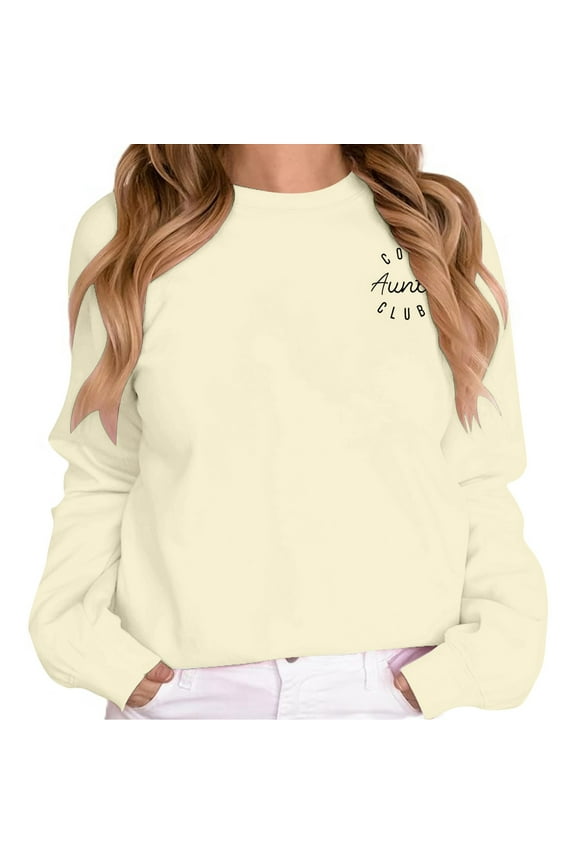 Ladies Fashion Casual Letter Printed Round Neck Long Sleeve Hoodie Top 1 Hoodie Zipper Front Women Sweatshirt Women Soft Active Women Fall Sweaters Women Athletic Sports Jackets Alien