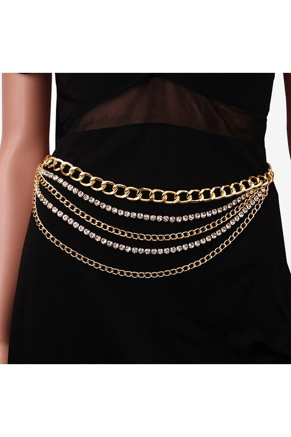 Ladies Fashion Casual Punk Metal Belt Rhinestone Inlaid Chain Skirt Waist Chain Tact Belts for Men Men S Belt Cowboy Belts for Men with Buckle Girlfriend Belt 38 Belt Men Jean Belts Leather