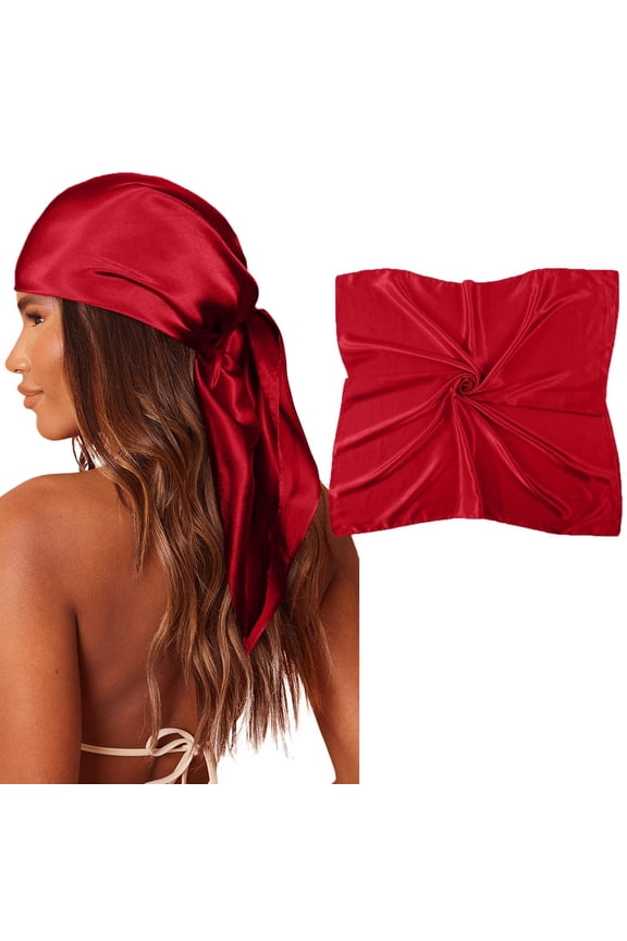 Large Square Satin Head Scarf Silk Hair Scarf Square Hair Bandanas Large Scarf Sleeping Head Wraps for Women Miniature French Women Extra Large Men Fashion Hats French Bray Hat Wool for