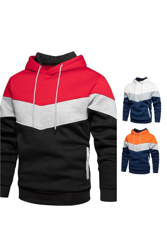 Male Color Blocked Loose Casual Jacket with Side Seam Pockets and Hooded Sweatshirt Jean Jacket with Hoodie Men Cool Hoodies Zip Sweatshirts for Men Sweat Shirt Men Alt Hoodie Mens