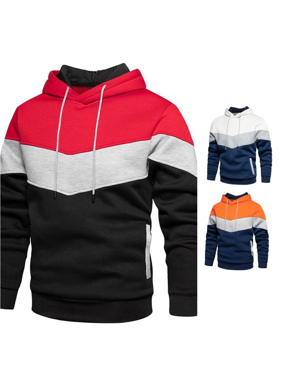 Male Color Blocked Loose Casual Jacket with Side Seam Pockets and Hooded Sweatshirt Jean Jacket with Hoodie Men Cool Hoodies Zip Sweatshirts for Men Sweat Shirt Men Alt Hoodie Mens