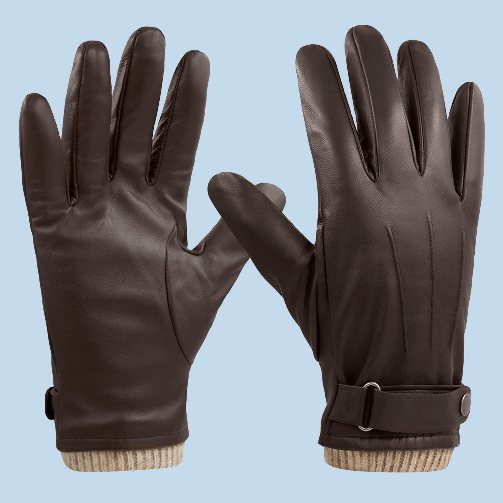 Hauaitttt Male and Female 2025 Autumn and Winter Solid Color Versatile Windproof and Thick Cold Leather Gloves Women Gloves Mittens for Women Cold Weather Heated Winter Ski Gloves Mittens Men Women
