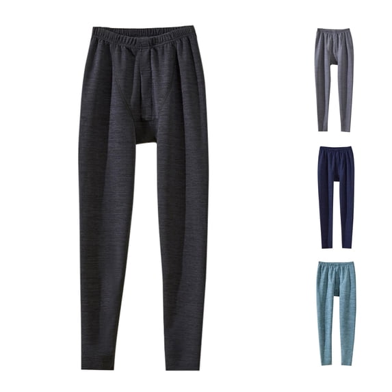 Hauaitttt Men's Autumn and Winter Thick Ground Solid Color Thermal Pants Long Pants Leggings Ski Long Underwear Men Long Underwear Set Mens Thermal Underwear Pants Winter Thermal Underwear for Men