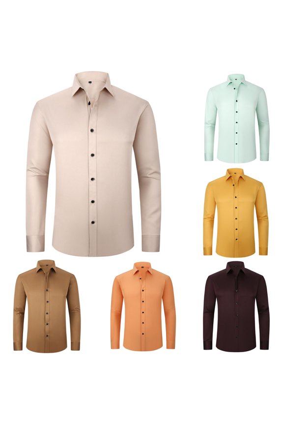 Men's Stretch Slim Fashion Business Casual Solid Color Long Sleeve Shirt T Shirt Men Graphic Medium Tall T Shirts for Men Alt Shirts Tall T Shirts Spandex T Shirt Men Big Mens T Shirts T