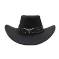 thumbnail image 1 of Hauaitttt Men's Western Cowboy Style Hat Jazz Style Bowler Hat for Performances Beaded Hat Teal Plain Cowboy Hat Fedora Hats for Men with Size 8 Cowboy Hat Hat Mens Waving Hat Cowboy Hat 7 1/8 Cowboy, 1 of 4