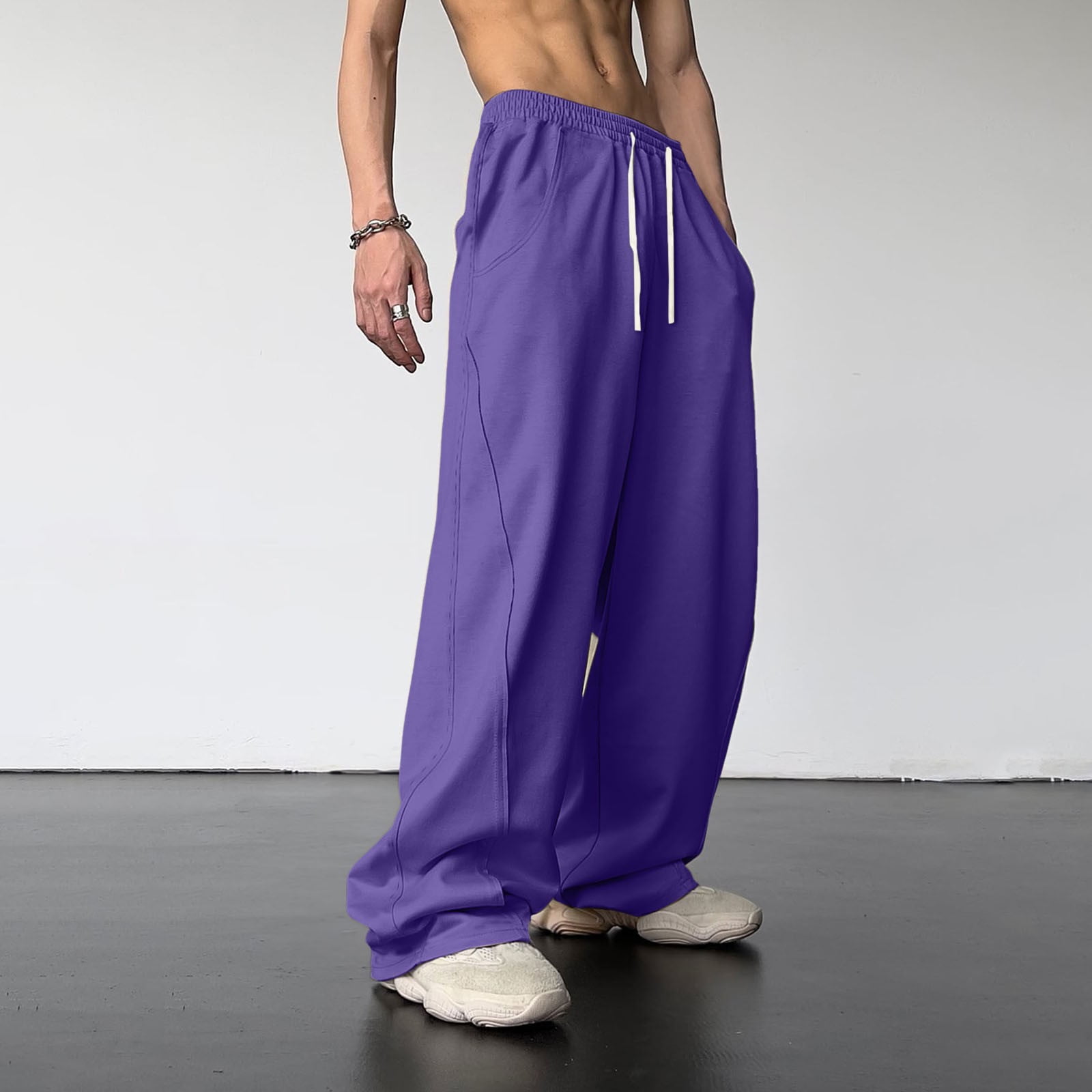 Hauaitttt Men's and Women's Retro High Waist Wide Leg Sports Pants ...