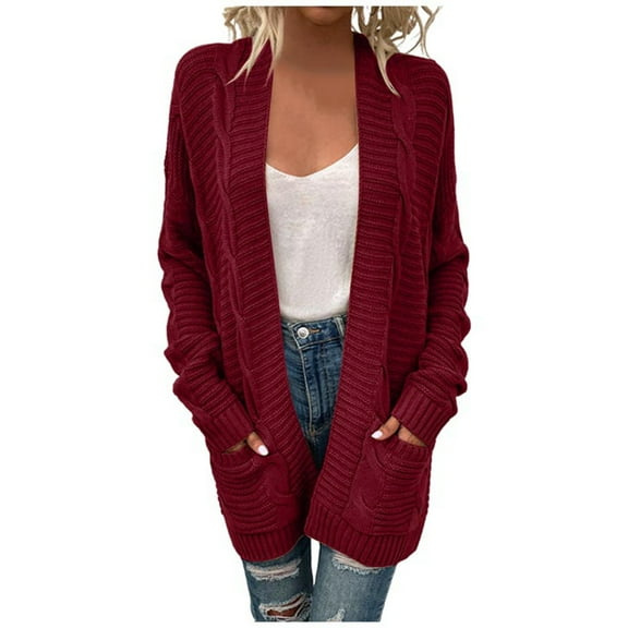 Hauaitttt MenKnitted Knit Cardigan Sweater Long Open Front Outerwear Fuzzy Sweater Cardigan Women Fall Jackets for Women plus Cardigan Long Womens down Coat plus Size Winter Coats for Women X Small