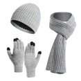 thumbnail image 1 of Hauaitttt Menand Women Winter Solid Color Scarf and Hat Three Piece Set Scarf Hat Gloves Organizer Hat Gloves Scarf Set Hat Gloves Scarf Set Boys Gloves Scarf Set for Boys Gloves Scarf Women, 1 of 4