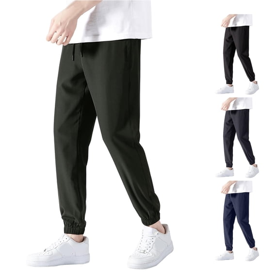 Hauaitttt Mens Guard Pants Loose Ice Silk Solid Sports Leggings Flat Front Pants Mens Big and Tall Little Fuzzy Mens Scrub Pants with Pockets Trousers Men 10 M Loose Pants with 6 Men Men's Open Leg