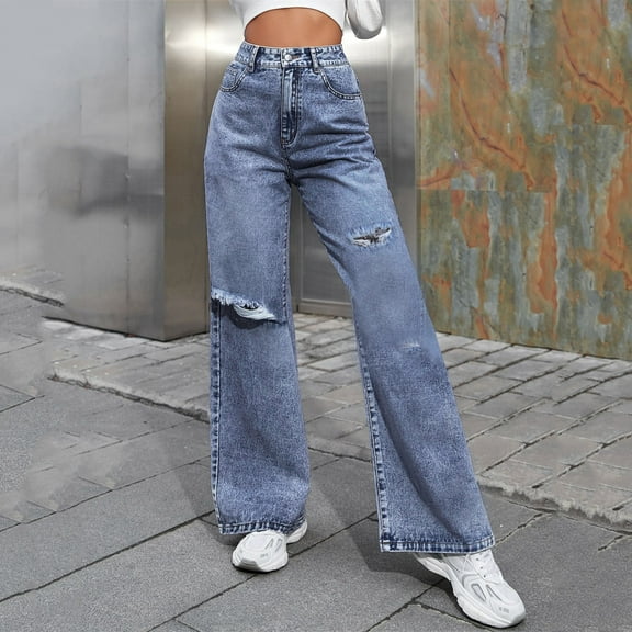 Hauaitttt Mid Rise Barrel Jeans for Women Wide Leg Mid Waist Cropped Denim Pants Baggy Boyfriend Jeans with Pockets Wide Leg Casual Pants for Women plus Size Business Casual Womens Pants plus Dress