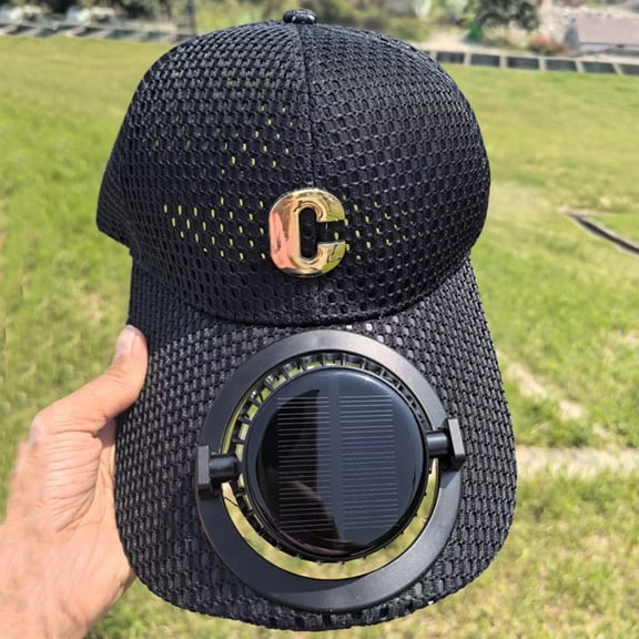 Hauaitttt New Solar Charging with Fan Cap Summer Extended Brim Mesh Breathable Sunscreen Couple Sunshade Tongue Mens Mesh Caps and Hats Ponytail Baseball Cap Bowling Hot Rods Hat Man Hat Youth