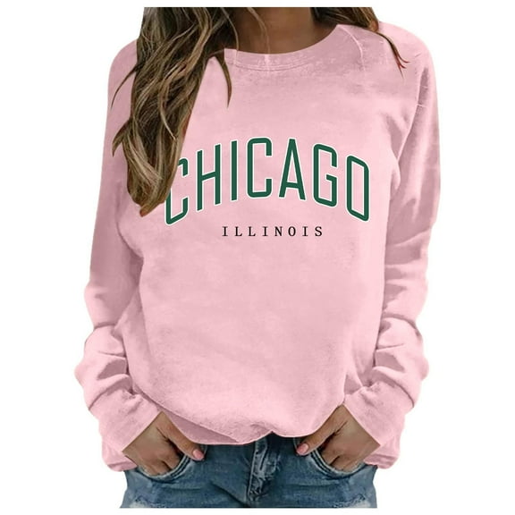 Hauaitttt New Women Printed Round Neck Pullover Street Long Sleeve Pullover Hoodie Oversized Sweatshirt Asymmetric Zip Jacket Women Beach Sweaters Women Casual T Shirt Zip Jacket Cold Weather