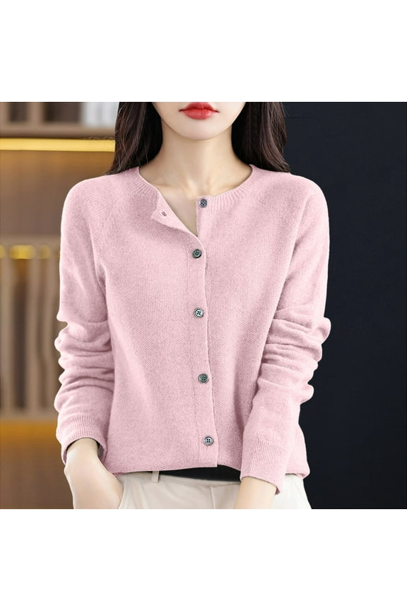 Osmanthus Needle Knitted Cardigan for Women In Autumn and Winter New Korean Round Neck Outerwear Base Sweater Solid Color Loose Jacket Sweater Formal Sweaters for Men over It Sweatshirt