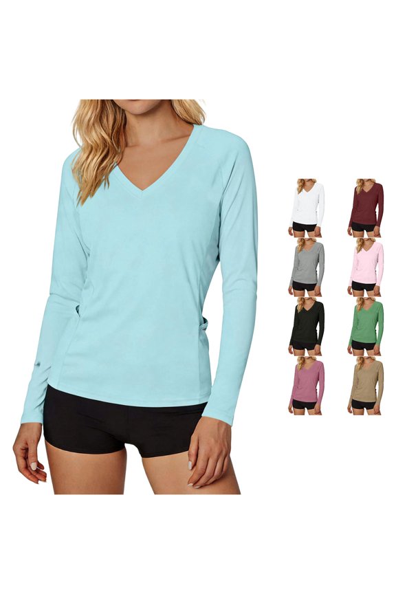 Outdoor Sun Long Sleeve Shirt for Lightweight Hiking Shield Top Wicking UPF Performance Tee Long Sleeves Women Shirt Neck Shirts for Women Large Shirt for Women Long Sleeve Casual T Shirt