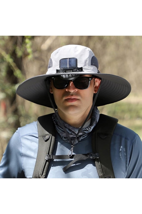 Outdoor Wide Brim Sun Hat with Solar Fan Wide Brim Solar Fan Outdoor Fishing Hat Solar USB Charging Solar Powered Fan Hat Sun Hat Foldable Thermal Hat Cap Ladies Fish Hat Sun Hat Gentlemen