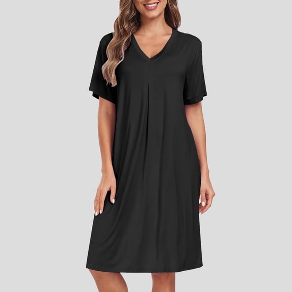 Hauaitttt Pajama Nightgown for Women Short/Long Sleeve Button Down Nightwear Top Boyfriend Sleep Shirts Nightdress Nightgowns Women Womens plus Size Nightgowns Lightweight Sleepwear Women Night