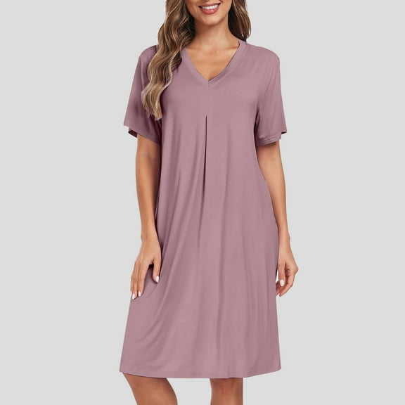 Hauaitttt Pajama Nightgown for Women Short/Long Sleeve Button Down Nightwear Top Boyfriend Sleep Shirts Nightdress Nightgowns Women Womens plus Size Nightgowns Lightweight Sleepwear Women Night