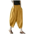 thumbnail image 1 of Hauaitttt Pants Waist Elastic Band Balloon Linen Loose Casual Women Summer Womens Beach Pants Lightweight Womens Sweatpants Tall Casual Pants Women with Pockets Womens Casual Pants and Tops Womens, 1 of 4