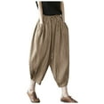 thumbnail image 1 of Hauaitttt Pants Waist Elastic Band Balloon Linen Loose Casual Women Summer Womens Beach Pants Lightweight Womens Sweatpants Tall Casual Pants Women with Pockets Womens Casual Pants and Tops Womens, 1 of 7