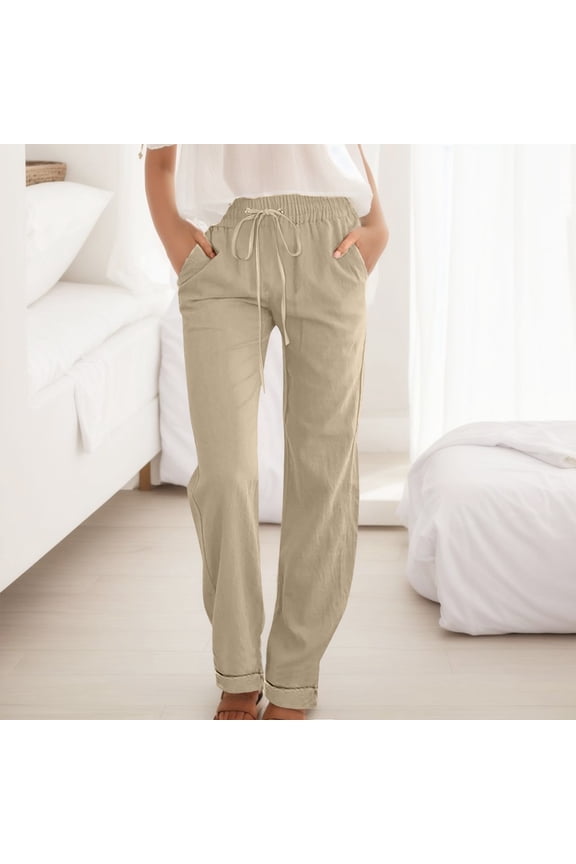 Pants for Women Wide Leg Casual Pants with Pockets Lightweight High Waisted Adjustable Tie Knot Loose Trousers Womens plus Size Pants Casual Work Track Sweatpants for Women Pants Rompers for
