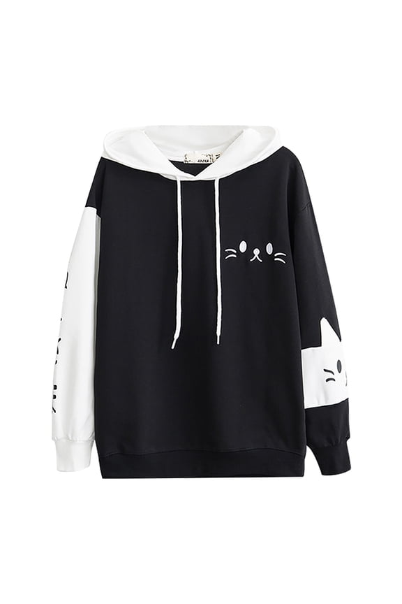 Print Color Block Hoodie Pullover Sweatshirt for Women Casual Fashion Top for Everyday Wear Hooded Jacket Women Womens Snap Front Sweatshirt Hoodie Women Pullover Zip up Hoodie Womens Snap