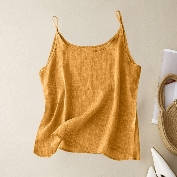 Hauaitttt A Retro Thin and And Linen Inner Top Vest for Women Active Crop 3d Print Tops for Women A Tops for Women Adventure Tops Women Beaded V Neck Top Shirt Women Dressy Baseball Top Women Dressy