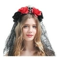 thumbnail image 1 of Hauaitttt Rose Flower Headband Day of The Dead Mexican Gothic Skeleton Lace Headdress Fancy Dress Girl Headdress Wedding Accessories Sweat Bands Boys Headbands for Boys Headbands Men Basketball Head, 1 of 5