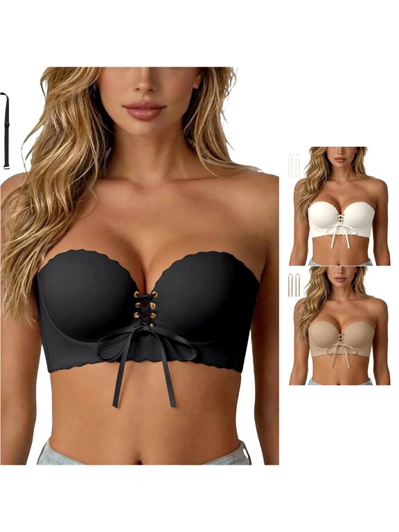 Seamless Bra for Sticky Push up Strapless Bustier Top Bandage Wrap plus Size Compression Bra