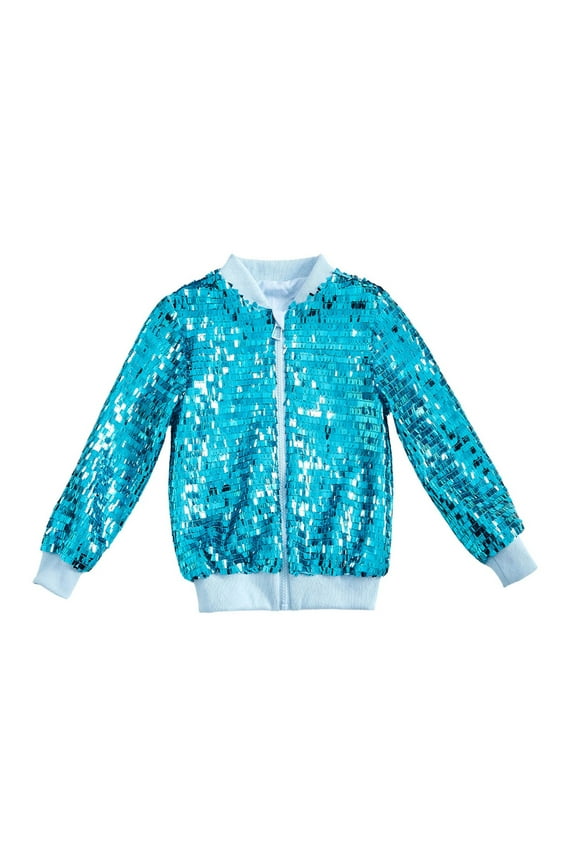 Sequin Jackets Girls Solid Color Long Sleeve Zip up Jacket for Kids Christmas Shiny Fashion Clothes Winter Coats Girls plus Size Girls Dress Coats Kids Coats for Winter Girls Jackets And