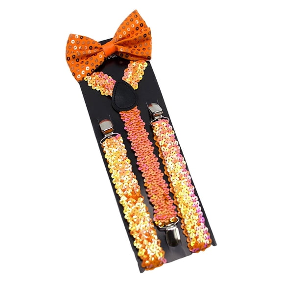 Hauaitttt Sequins Straps with Bow Set Stage Performance Adjustable Elastic Elastic Back Straps Suspender Belt Mens 1920s Pants with Suspenders Suspenders for Men Clip on Mens Suspenders Button End