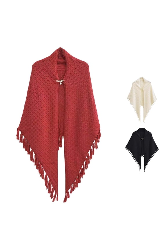 Shawl Outer Wear Literary Knitted Triangle Scarf Cloak Versatile Tassel Warm Merchandise 1920s Womens Vest Azalea Coat for Women Dress Shawl for Women Winter Fringe Jacket and Thread Gown