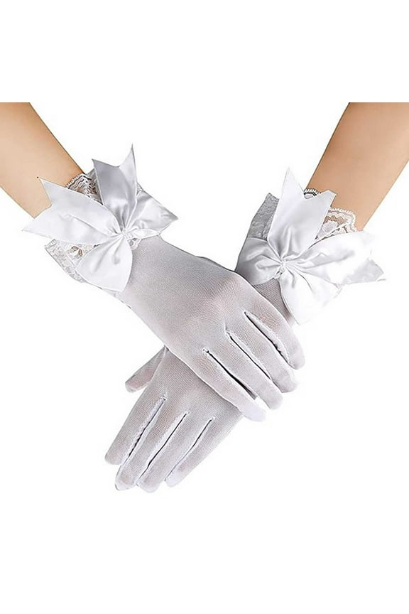 Short Lace Mesh Gloves Border with Bow Wedding Opera Tea Party Gloves for Women Women Gloves Mitten Gloves Mittens Combo with Pocket Ski Gloves Mittens Men Mittens for Women Cold Weather