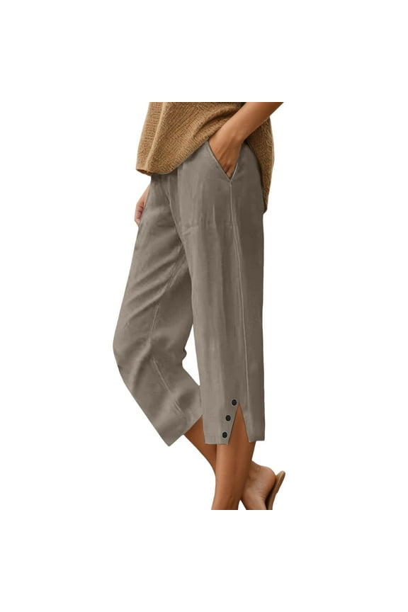 Shorts for Women Knee Length Linen Capris Lightweight Summer Straight Leg Beach Shorts with Pockets Womens Casual Pants 22w Women Business Casual Pants plus Size Track Women Womens Pants