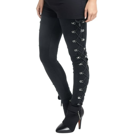 Hauaitttt Side Black Pans up Leggings Women Fashion Trousers Gothic Lace Lady Pants plus Size Womens Casual Pants with Pockets Pants with Pockets for Women Casual Women Long Sleeve Button down Shirt