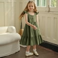 thumbnail image 1 of Hauaitttt Sleeveless Casual Little Girl Button Down Ruffled Dress(1 6Years) 5t Girl Dresses Winter Girls Long Sleeve Tunic Dress Girls Olive Dress Size 6 Girls Size 14 Dresses Winter Sunshine Swing, 1 of 4