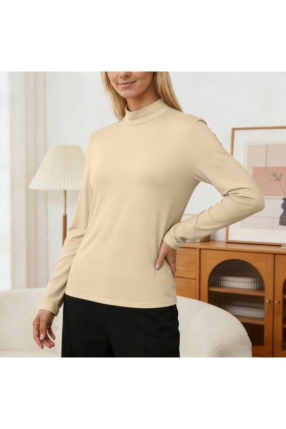 Slim Fit Long Sleeve Turtleneck Top Stretchy Comfortable Basic Casual Shirt for Everyday Wear and Layering Blank Athletic Shirts Turtle Necks for Womens Long Sleeve Pack Compression Shirt